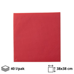 Papirnate serviete 2 sl 38×38 cm rdeči 40 l/pak