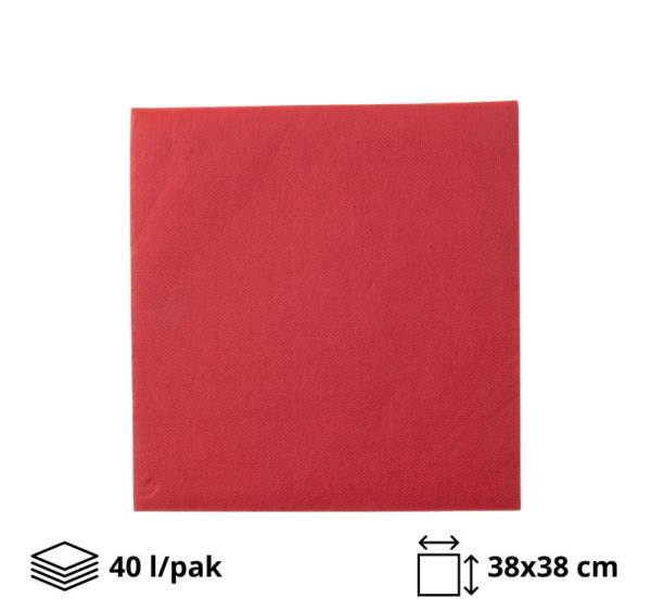 Papirnate serviete 2 sl 38×38 cm rdeči 40 l/pak