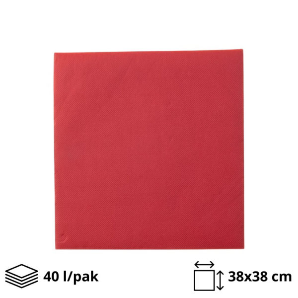 Papirnate serviete 2 sl 38×38 cm rdeči 40 l/pak