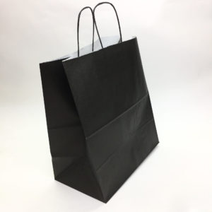 Papirnata nosilna vrečka s pletenim ročajem 260х120х350 mm črna (10 kos/pak)