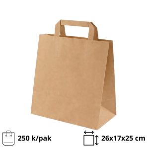 Papirnata nosilna vrečka z ravnim ročajem 260x170x250 mm kraft 250 kos