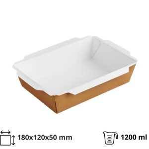 Papirnata posoda 1200 ml 180×120х50 mm kraft, brez poklopca 50 kos