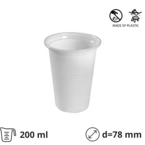 Kozarec PP 200 ml beli 100 kos