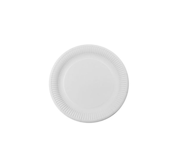 Papirnat krožnik d=180 mm bel laminiran (50 kos/pak)