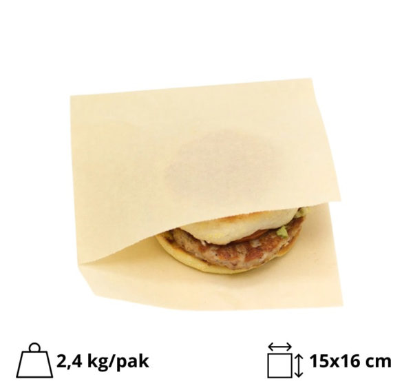 Vrečka za hamburger M 150×160 mm kraft 1000 kos/pak