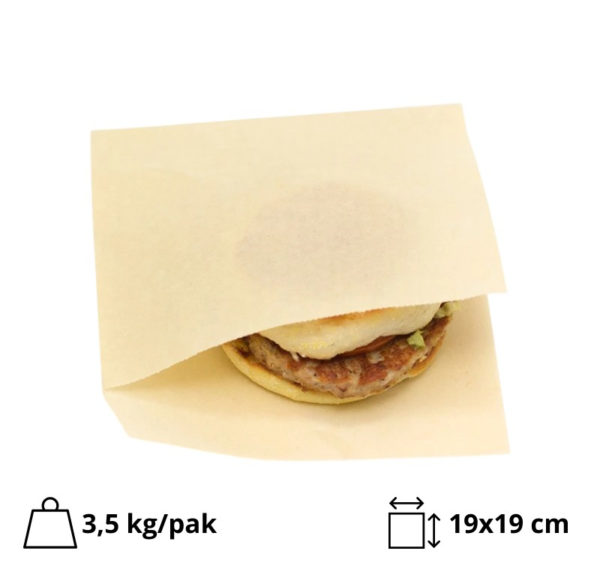 Vrečka za hamburger L 190×190 mm kraft 1000 kos/pak