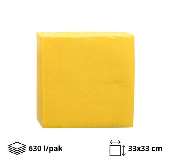 Papirnate serviete 2 sl 33×33 cm rumena 630 l/pak