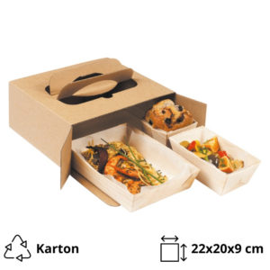 Embalaža z ročajem Take away 220x200x90 mm kraft [5 kos/pak]