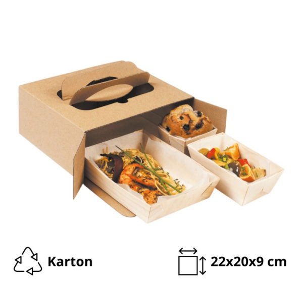 Embalaža z ročajem Take away 220x200x90 mm kraft [5 kos/pak]