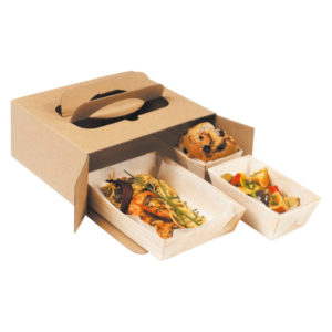 Embalaža z ročajem Take away 220x200x90 mm kraft [5 kos/pak]
