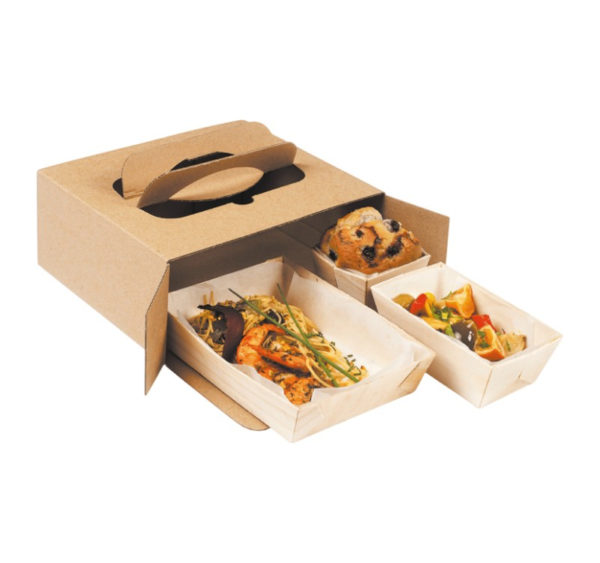 Embalaža z ročajem Take away 220x200x90 mm kraft [5 kos/pak]