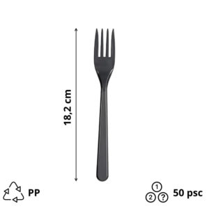Plastična vilica PP 18,2 cm temno siva 50 kos