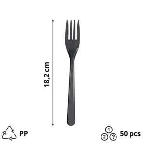 Plastična vilica PP 18,2 cm temno siva 50 kos