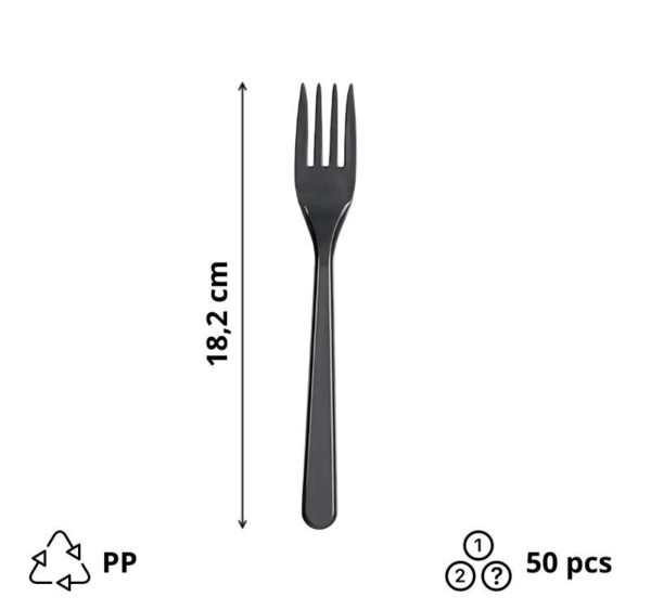 Plastična vilica PP 18,2 cm temno siva 50 kos