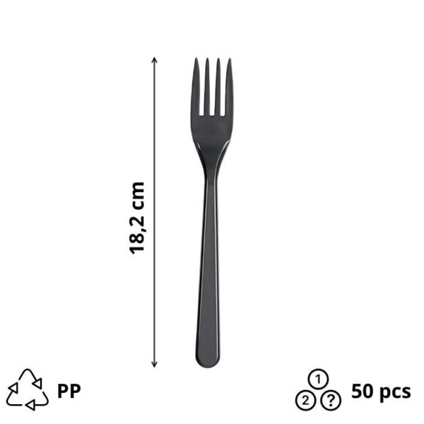 Plastična vilica PP 18,2 cm temno siva 50 kos