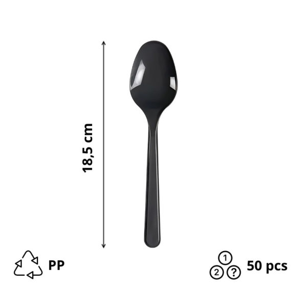 Plastična žlica PP 18,5 cm temno siva 50 kos