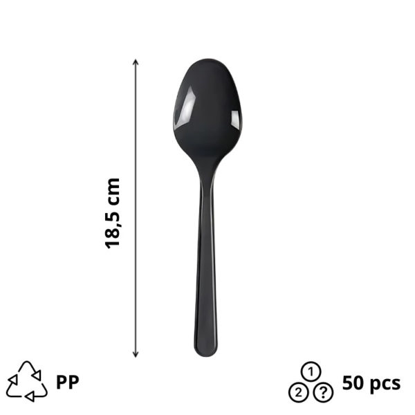 Plastična žlica PP 18,5 cm temno siva 50 kos