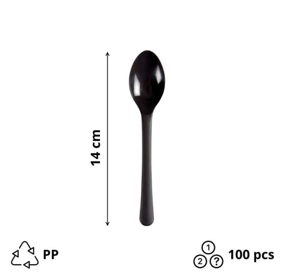 Plastična žlica PP 14 cm temno siva 100 kos