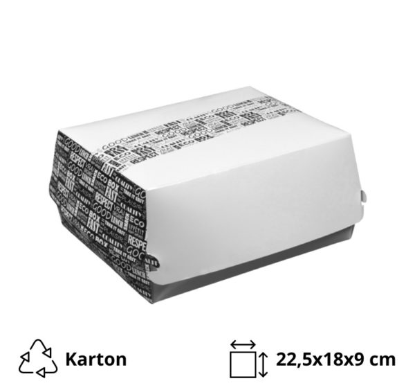 Burger embalaža 225x180x90 mm, Black&White 50 kos