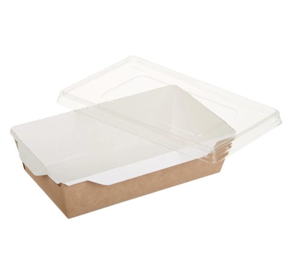 Papirnata posoda 1200 ml 180×120х50 mm kraft s pokrovom, 100 kos (komplet)