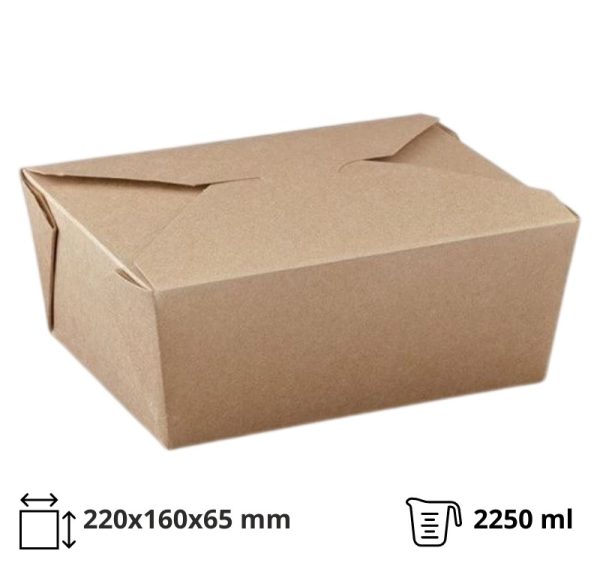 Papirnata posoda Take Away 2250 ml 220x160x65 mm kraft 50 kos