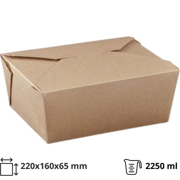 Papirnata posoda Take Away 2250 ml 220x160x65 mm kraft 50 kos