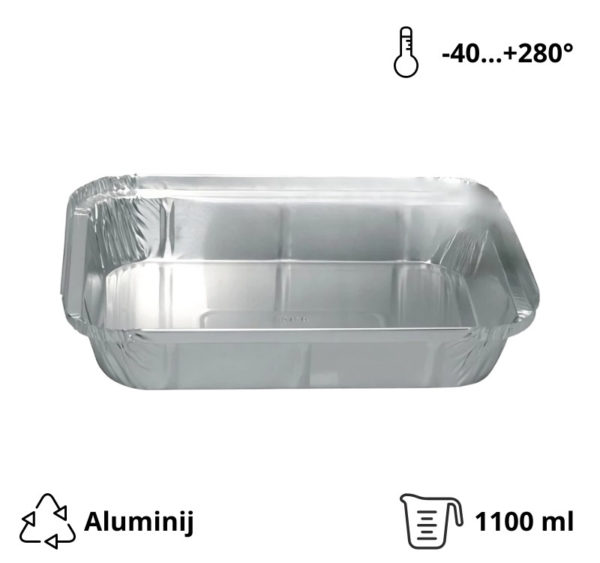 Alu posodica 1100 ml 227x174x42 mm 100 kos