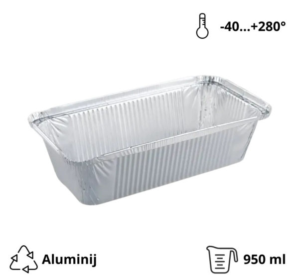 Alu posodica 950 ml 225x113x58 mm 100 kos