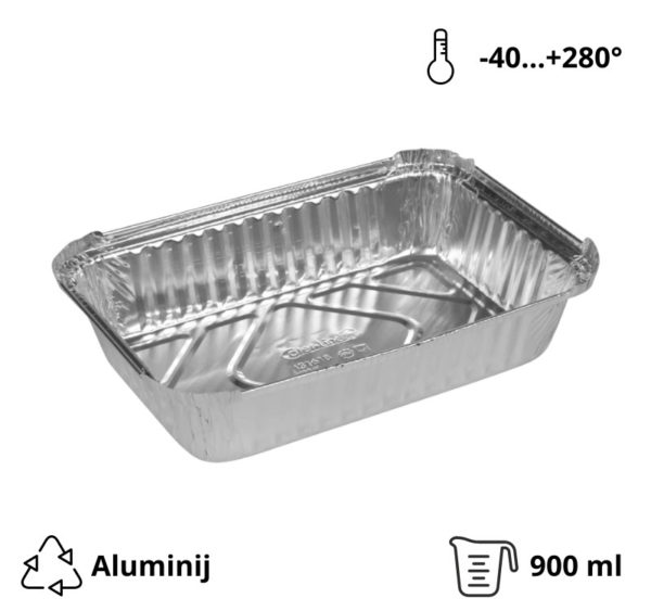 Alu posodica 900 ml 212x147x48 mm 100 kos