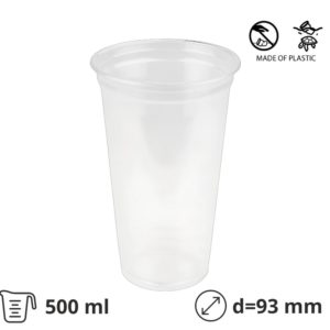 Kozarec PET 500 ml d=93 mm prozoren čvrsti 50 kos