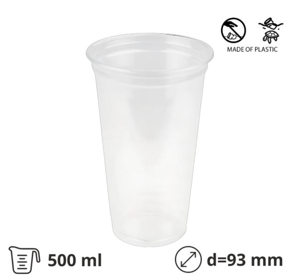 Kozarec PET 500 ml d=93 mm prozoren čvrsti 50 kos