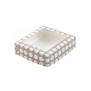 Škatla za sladico z oknom 195х225х60 mm, siva s pikami (pokrov) (5 kos/pak)
