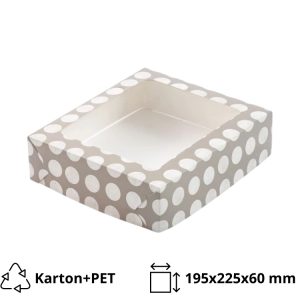 Škatla za sladico z oknom 195х225х60 mm, siva s pikami poklopac+spodaj, 20 kos (komplet)
