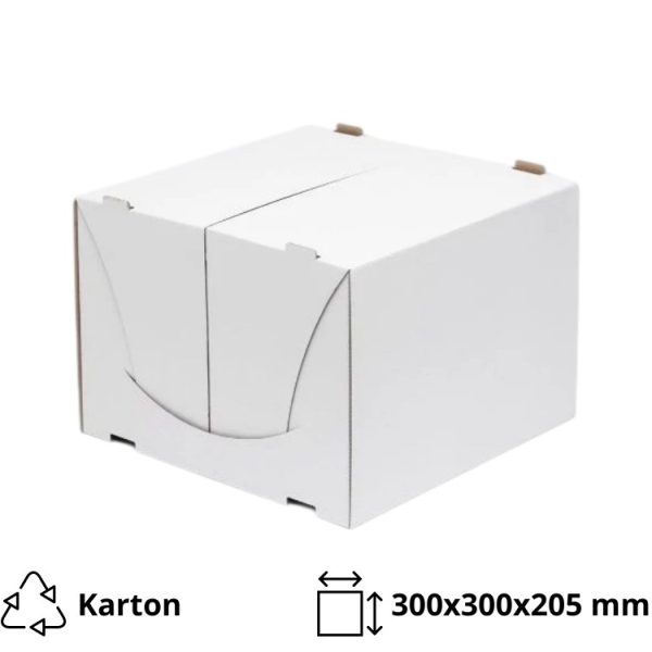 Škatla za torte 300x300x205 mm, bela