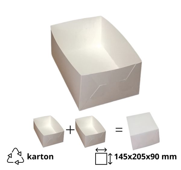 Škatla za sladico brez okna 145x205x90 mm, bela (pokrov-dno) [10 kos/pak]