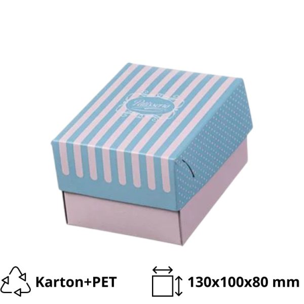 Škatla s pokrovom za sladice 13x10x8 cm ALUMINIUM PATISSERIE [14 kos/pak]
