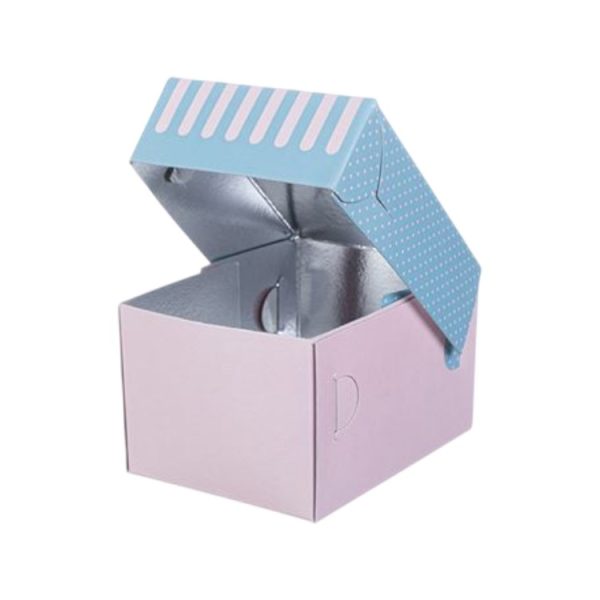 Škatla s pokrovom za sladice 13x10x8 cm ALUMINIUM PATISSERIE [14 kos/pak]