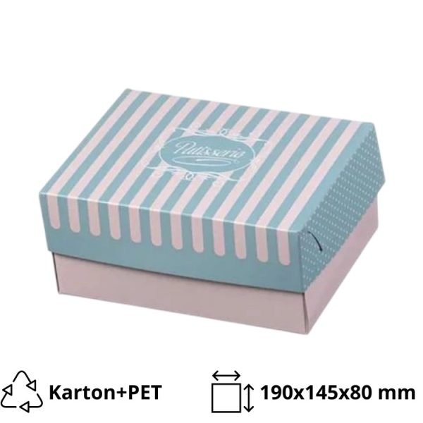 Škatla s pokrovom za sladice 19×14.5×8 cm ALUMINIUM PATISSERIE [15 kos/pak]