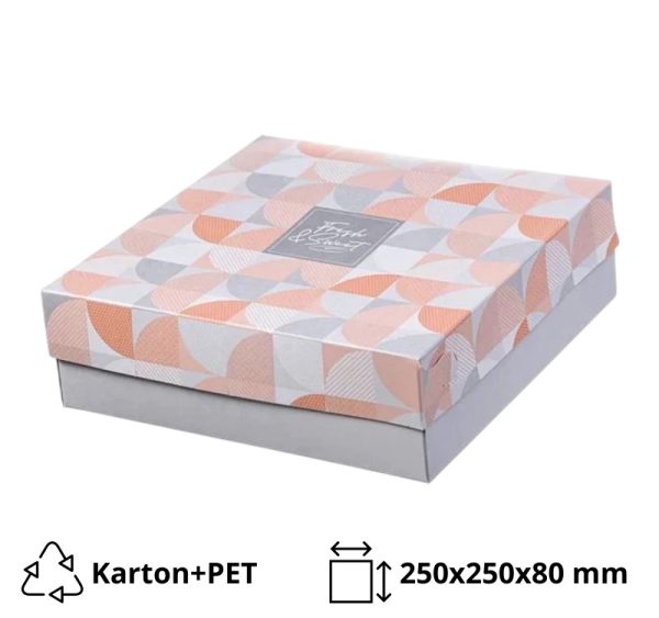 Škatla s pokrovom za sladice 25x25x8 cm SWEET & FRESH [14 kos/pak]