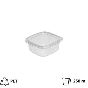 Posoda z ravnim pokrovom PET 250 ml 87x90x46 prozorna [100 kos/pak]