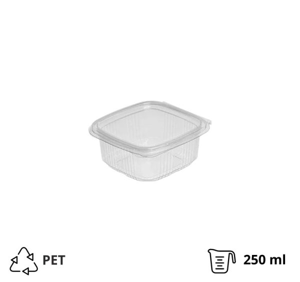 Posoda z ravnim pokrovom PET 250 ml 87x90x46 prozorna [100 kos/pak]