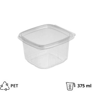 Posoda z ravnim pokrovom PET 375 ml 87x90x65 prozorna [100 kos/pak]