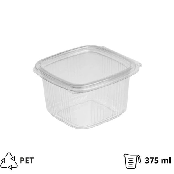 Posoda z ravnim pokrovom PET 375 ml 87x90x65 prozorna [100 kos/pak]