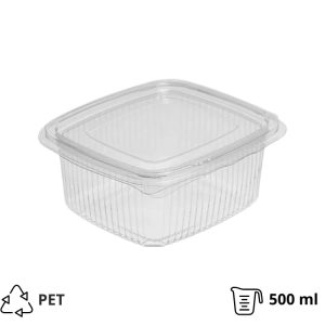 Posoda z ravnim pokrovom PET 500 ml 100x112x55 prozorna [100 kos/pak]