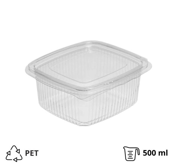 Posoda z ravnim pokrovom PET 500 ml 100x112x55 prozorna [100 kos/pak]