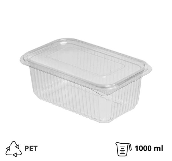Posoda z ravnim pokrovom PET 1000 ml 172х105х68 prozorna [100 kos/pak]