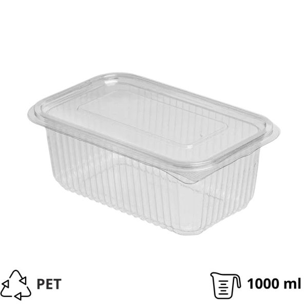 Posoda z ravnim pokrovom PET 1000 ml 172х105х68 prozorna [100 kos/pak]