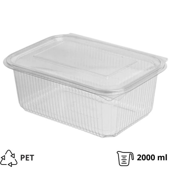 Posoda z ravnim pokrovom PET 2000 ml 214x150x87 prozorna [50 kos/pak]