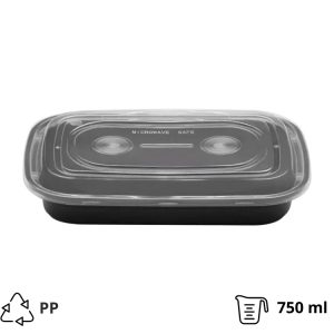 Posodica s pokrovom PP AMERICAN STYLE 750 ml 217x146x43 mm črna [50 kos/pak]