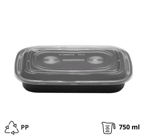 Posodica s pokrovom PP AMERICAN STYLE 750 ml 217x146x43 mm črna [50 kos/pak]